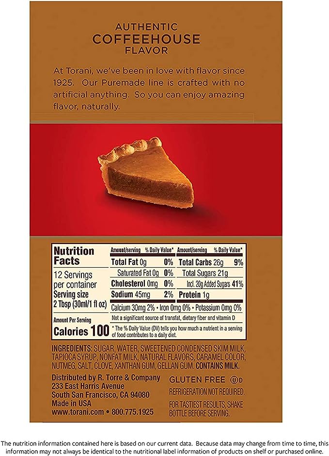 Torani Sauce - Pumpkin Pie 16.5 Oz