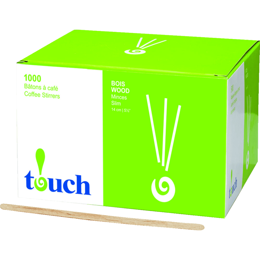 Touch Wooden Stir Stick - 4.5", 1000 CT