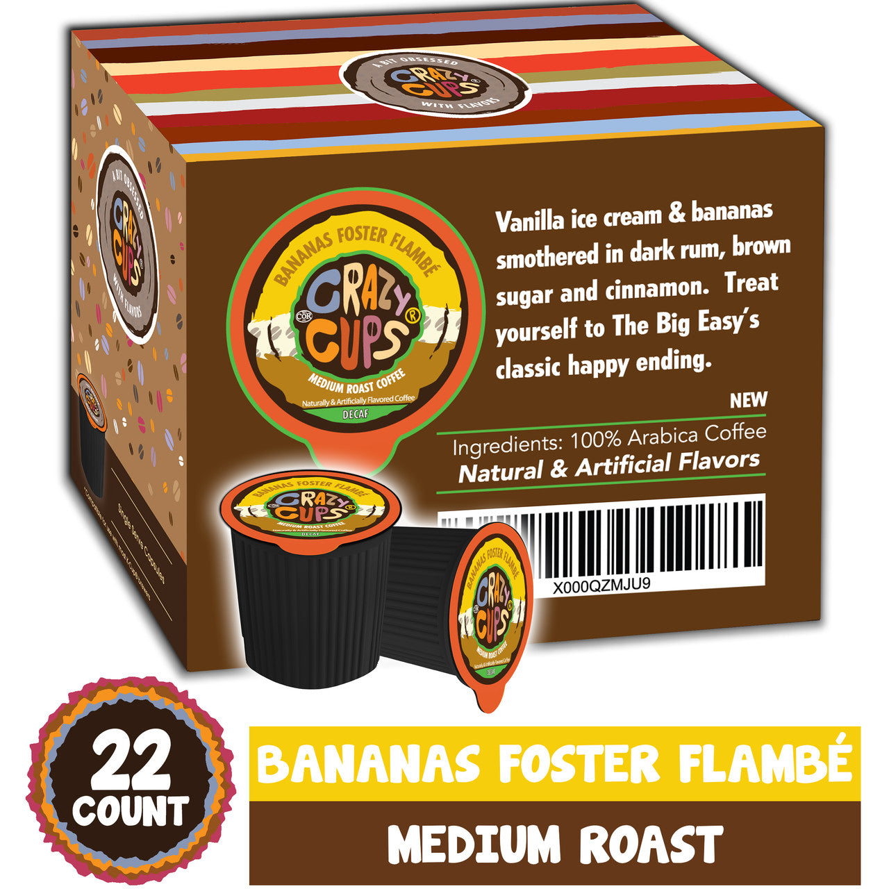 Crazy Cups Decaf Bananas Foster Flambe 22 CT