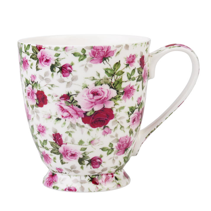 McIntosh Mocha Mug - Pretty Chintzy - Red & Pink Roses