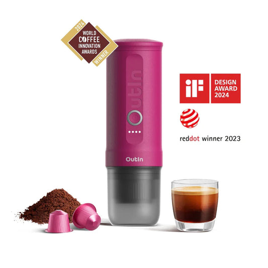 OutIn Nano Portable Electric Espresso Machine, Crimson Red