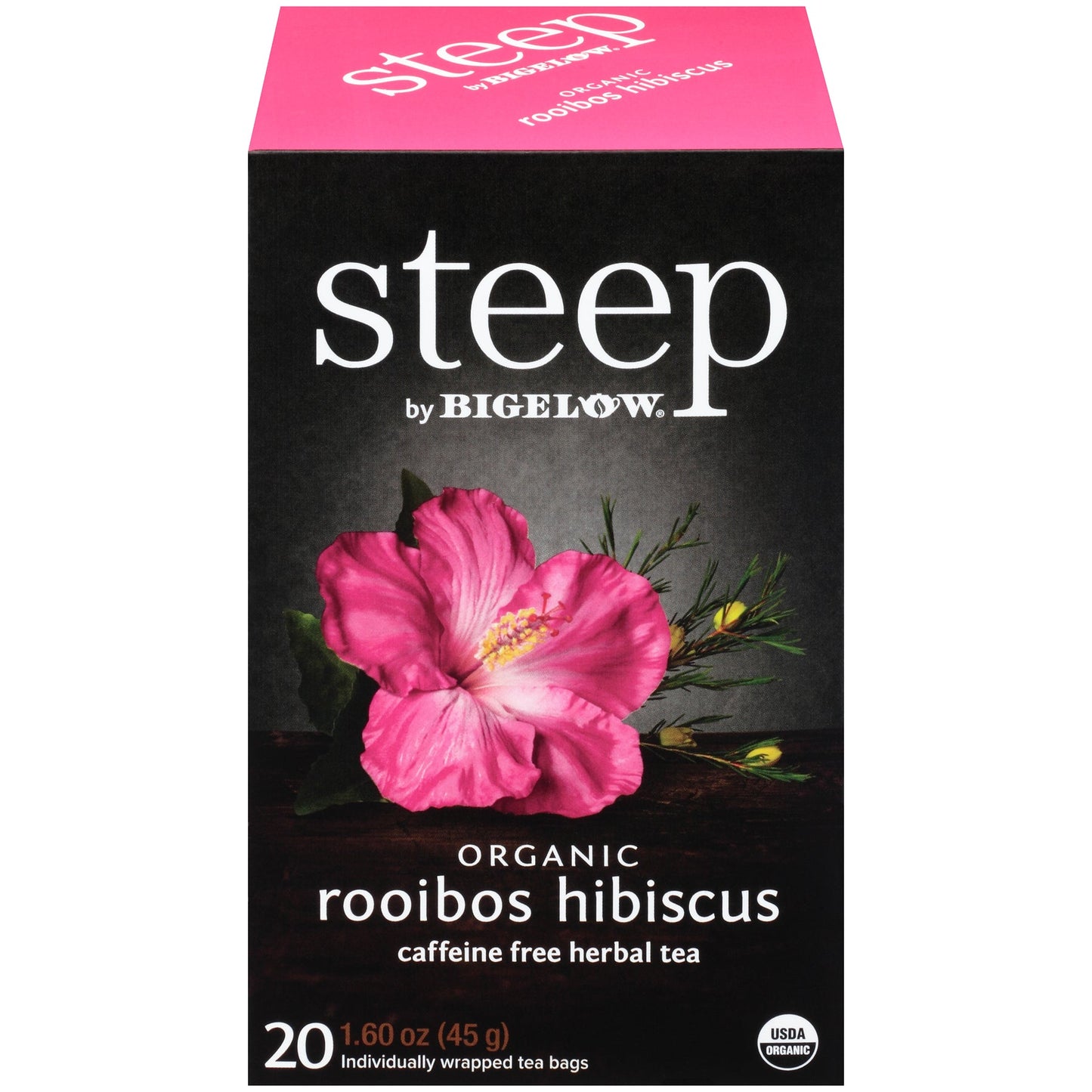 Bigelow Steep Organic Rooibos Hibiscus Herbal Tea 20 CT