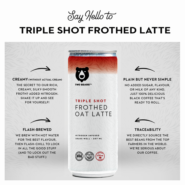 Two Bear Frothed Oat Latte - Triple Shot  207ml