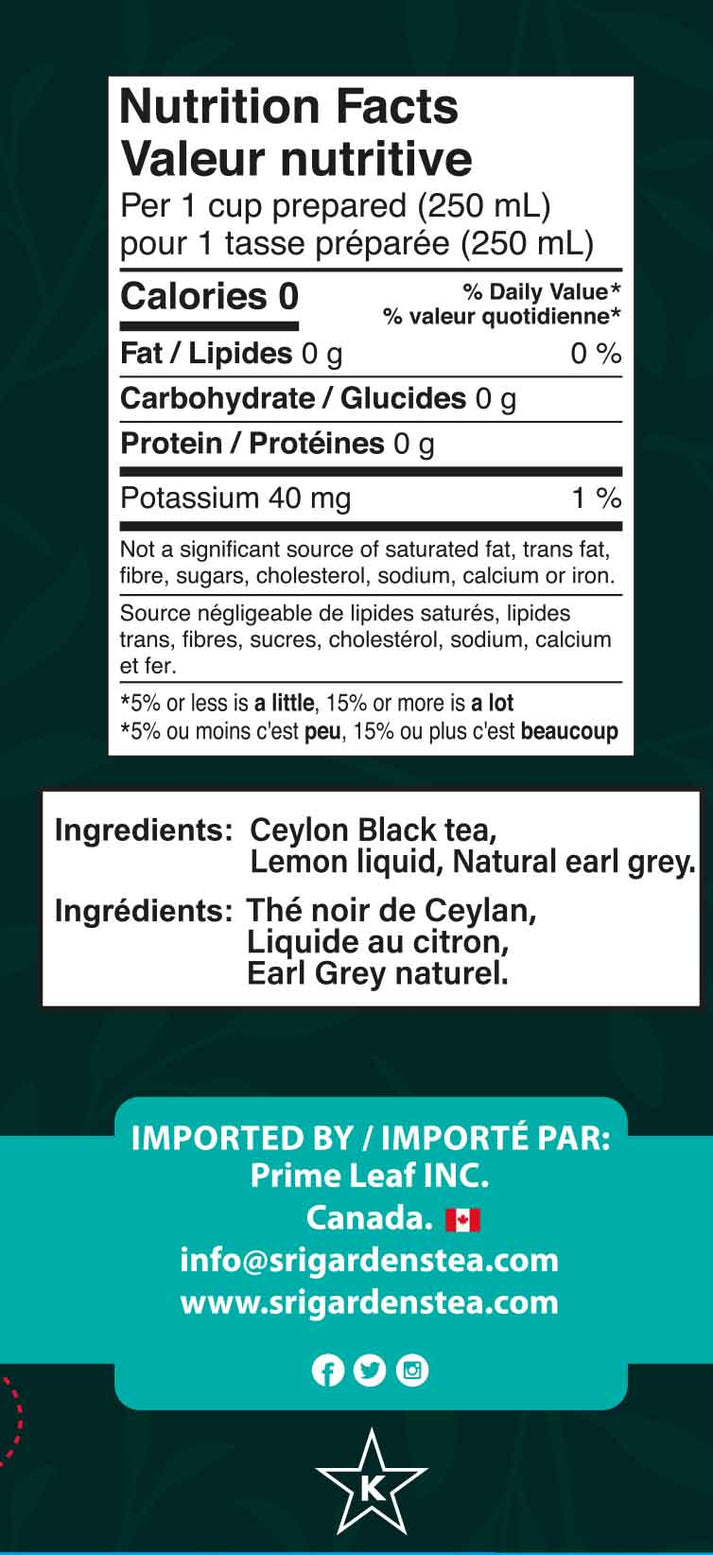 Sri Gardens 100% Pure Ceylon Earl Grey Tea 20 CT