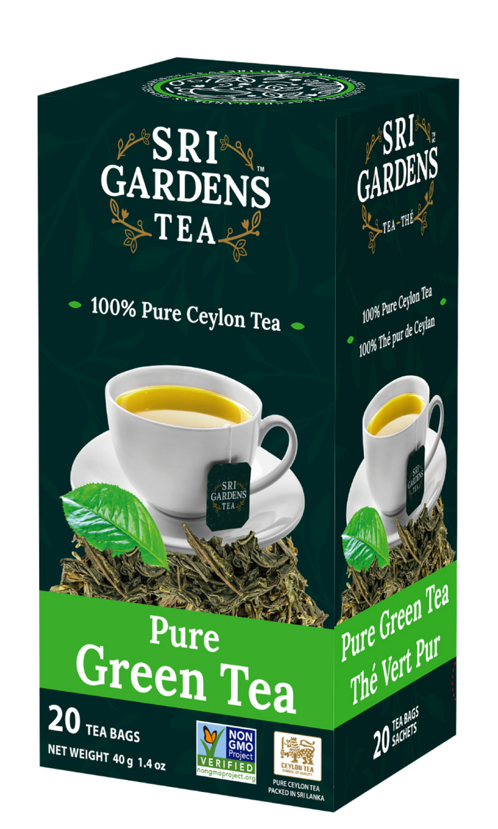 Sri Gardens Pure Green 100% Pure Ceylon Tea 20 CT