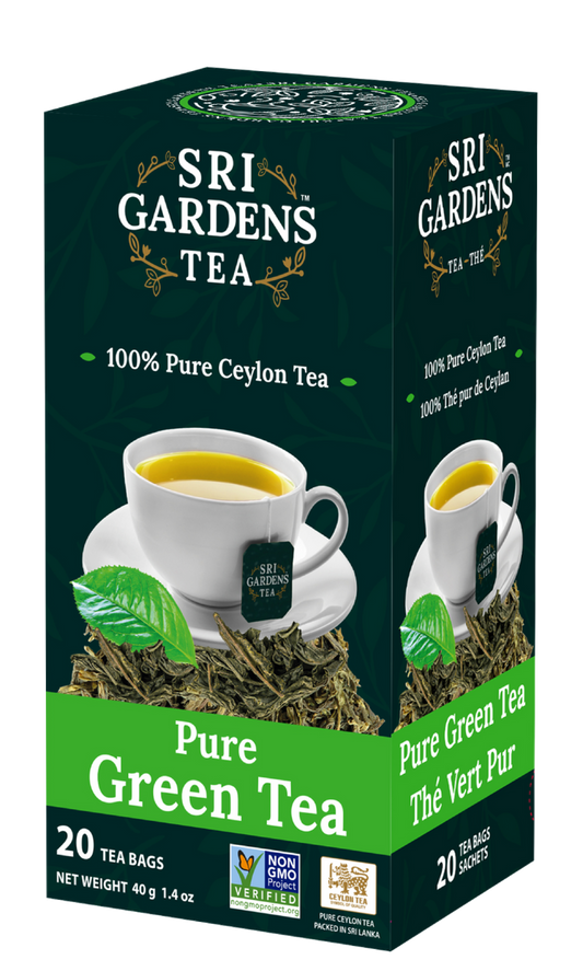 Sri Gardens Pure Green 100% Pure Ceylon Tea 20 CT