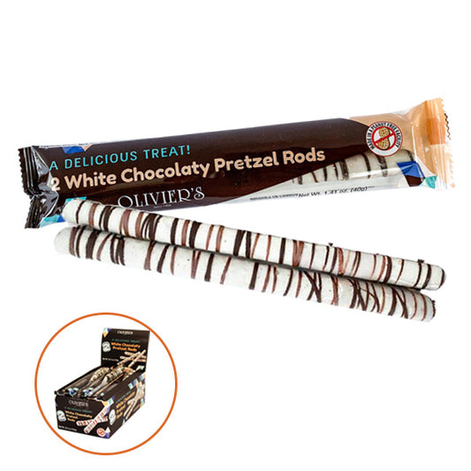 Olivier's White Chocolate Pretzel Rods 40g