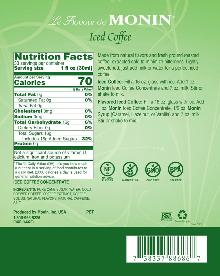 Monin Syrup Iced Coffee Concentrate  1L