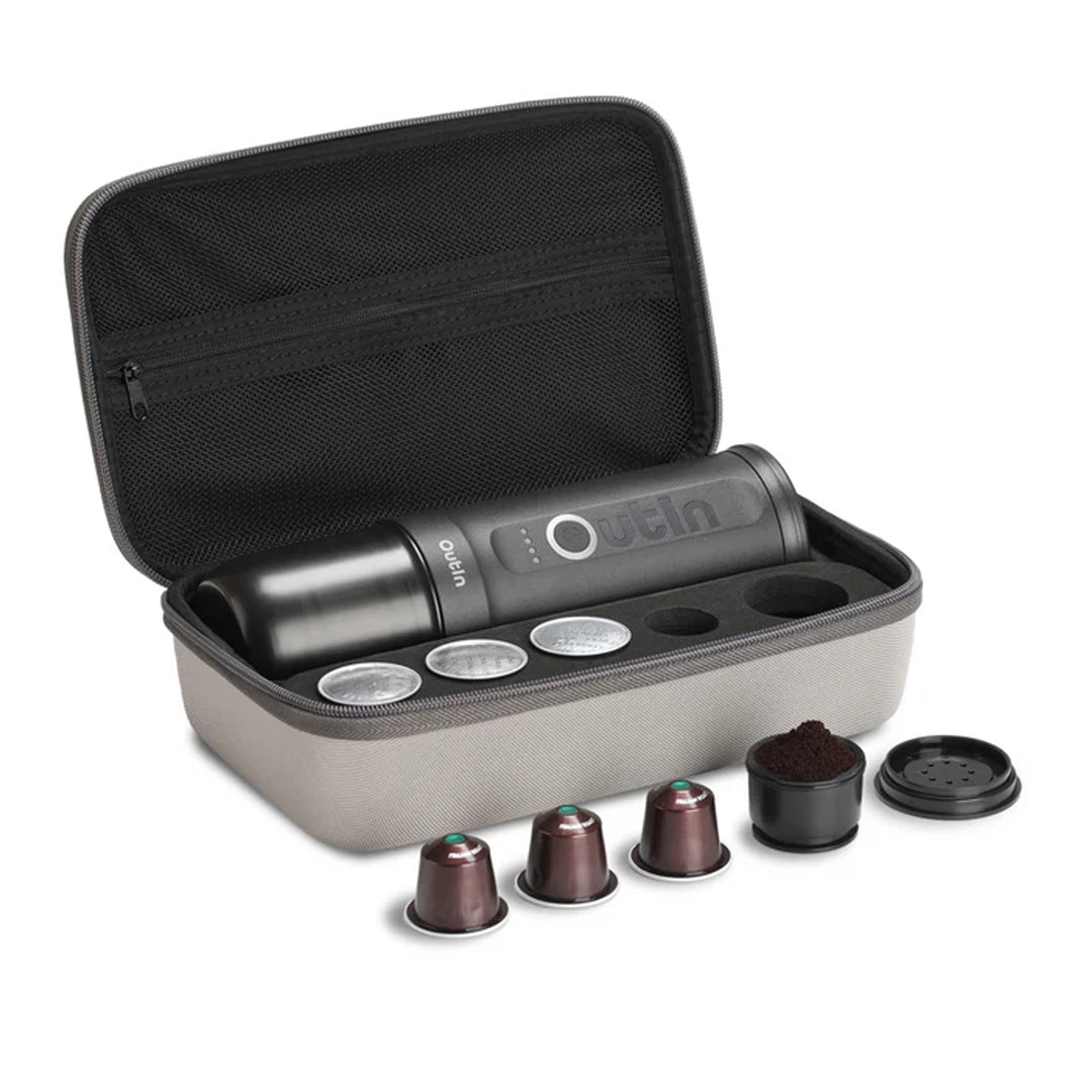 OutIn Nano Portable Electric Espresso Machine Travel Kit, Space Grey