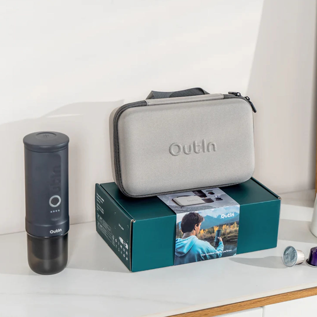 OutIn Nano Portable Electric Espresso Machine Travel Kit, Space Grey