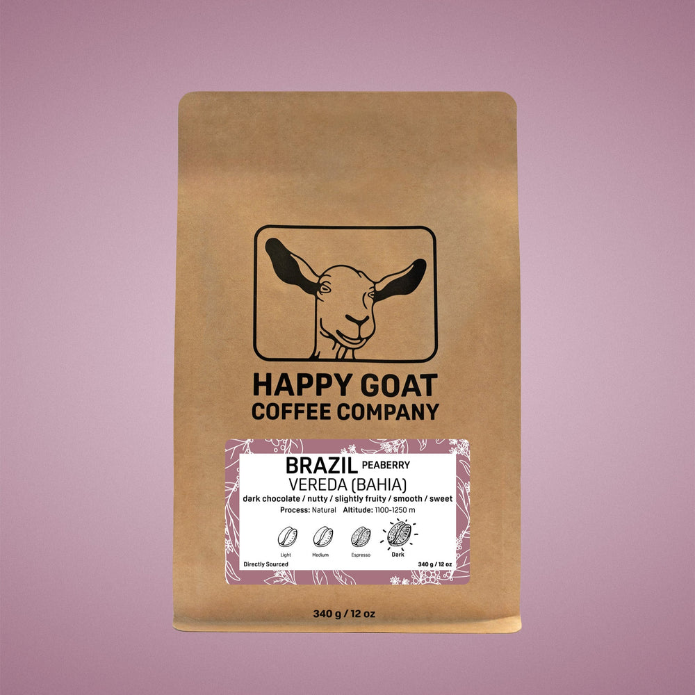 Happy Goat Coffee Company WB Brazil Peaberry 12oz (340g)