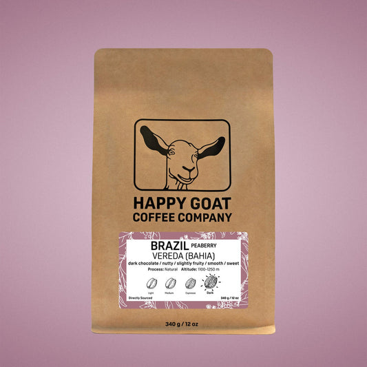 Happy Goat Coffee Company WB Brazil Peaberry 12oz (340g)