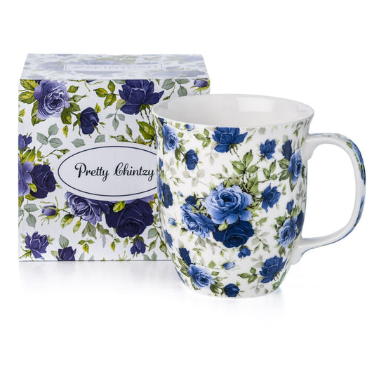 McIntosh Java Mug - Pretty Chintzy - Dark Blue Roses