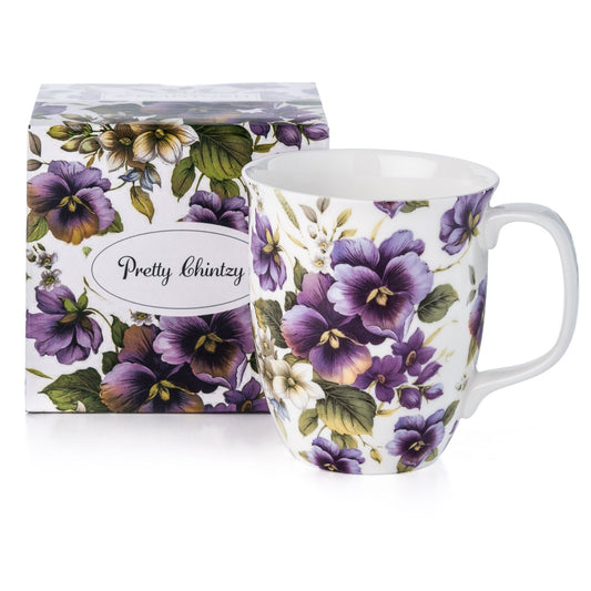 McIntosh Java Mug - Pretty Chintzy - Purple Pansies