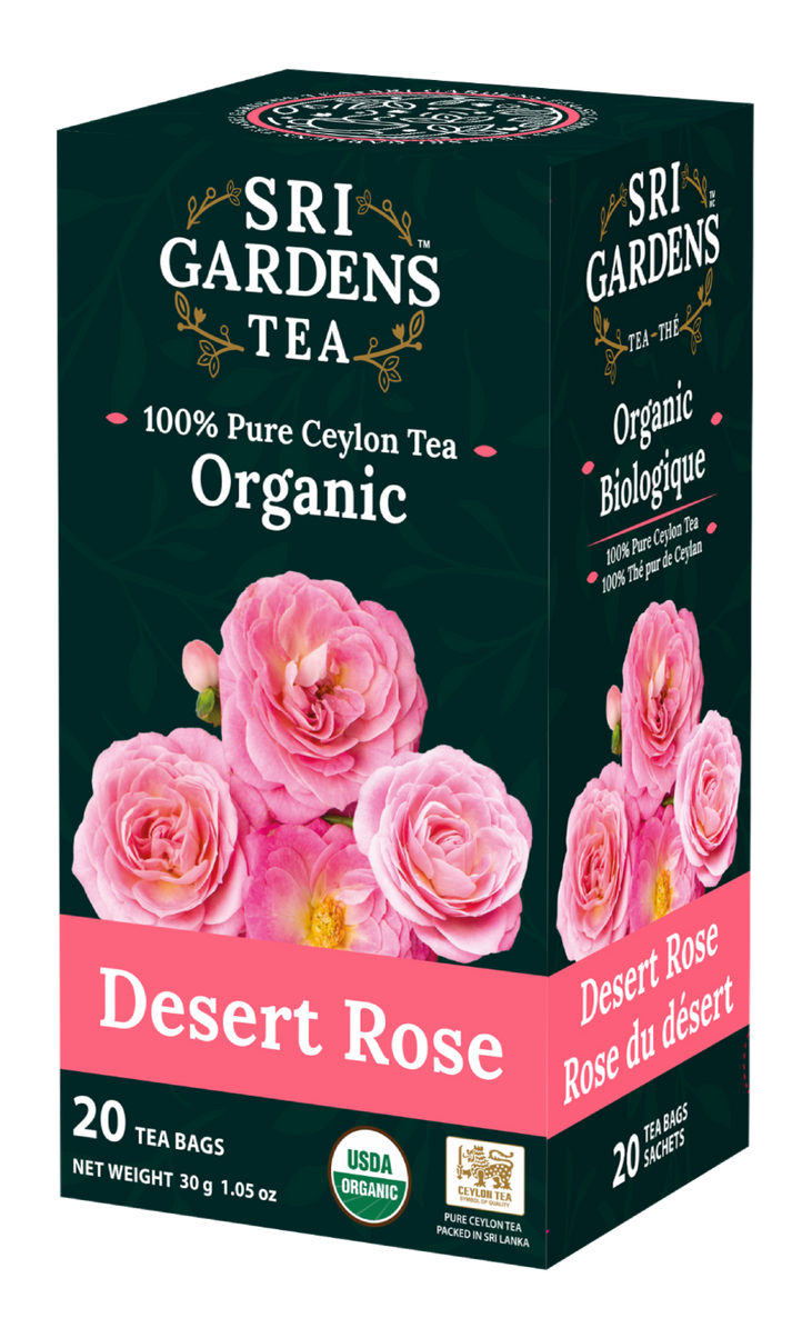 Sri Gardens Organic 100% Pure Ceylon Desert Rose Black Tea 20 CT