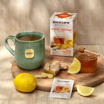 Bigelow Benefits Throat Defense (Ginger, Honey and Lemon) Herbal Tea 18 CT
