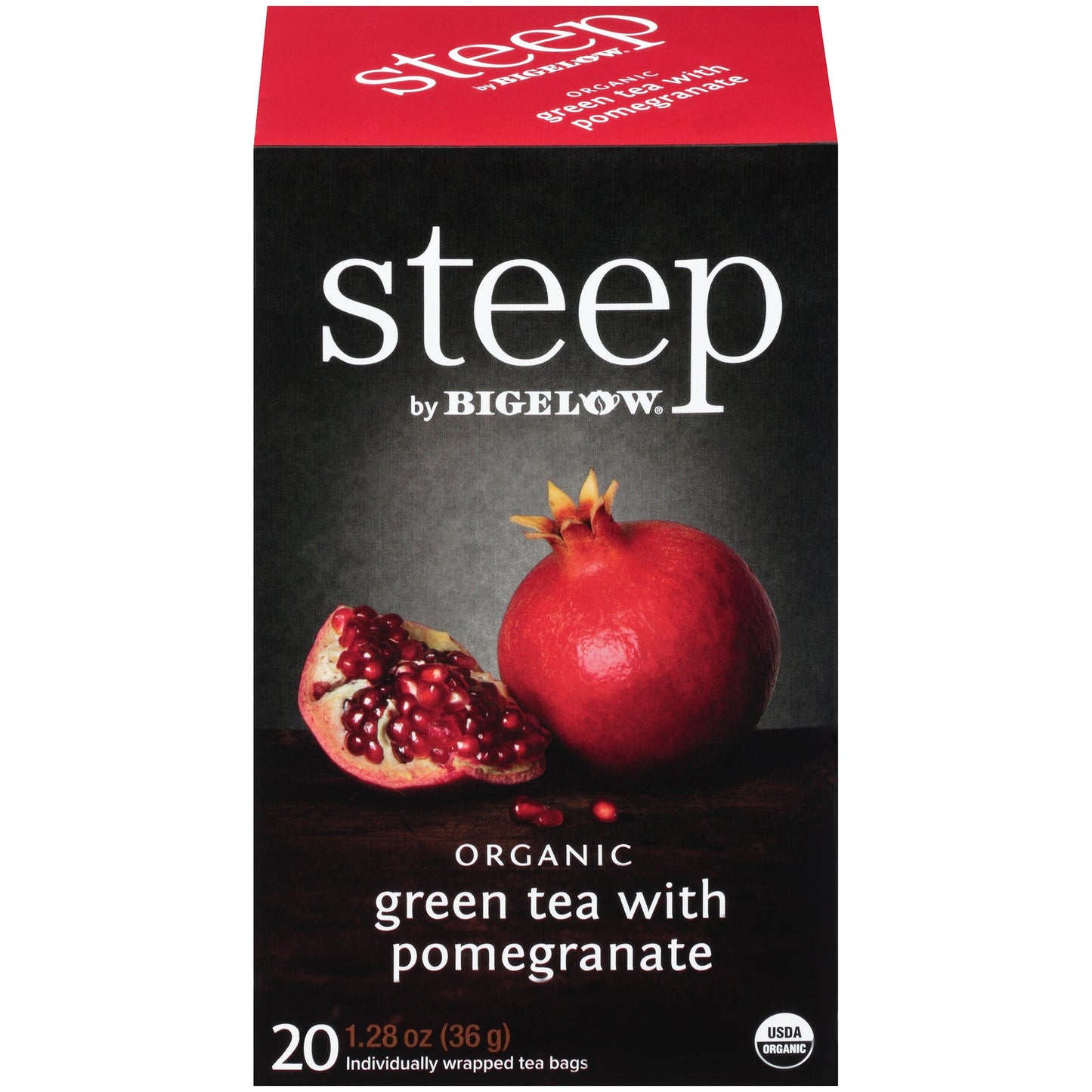 Bigelow Steep Organic Green Tea with Pomegranate 20 CT