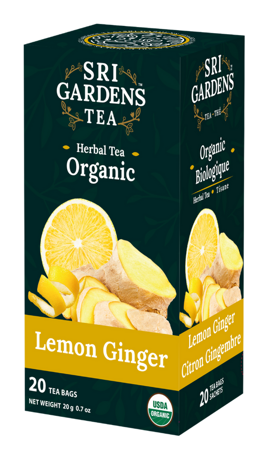 Sri Gardens Organic Lemon Ginger Herbal Tea 20 CT