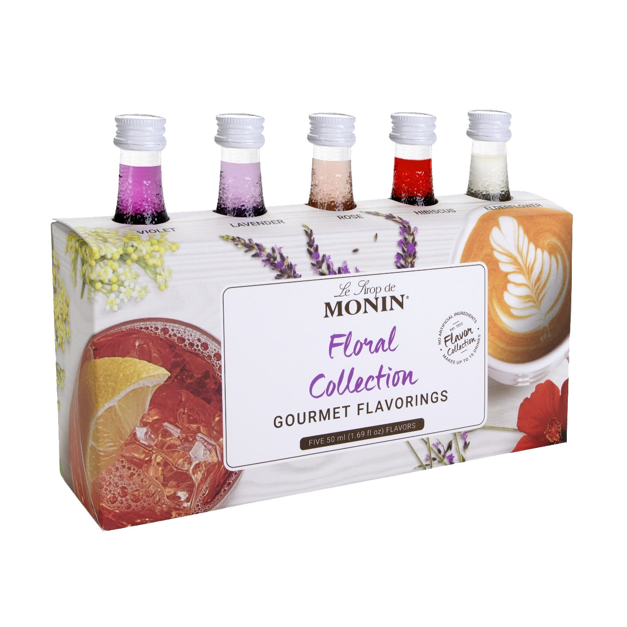 Monin Mini Sample Collection - Floral Syrup Pack 5 X 50ml