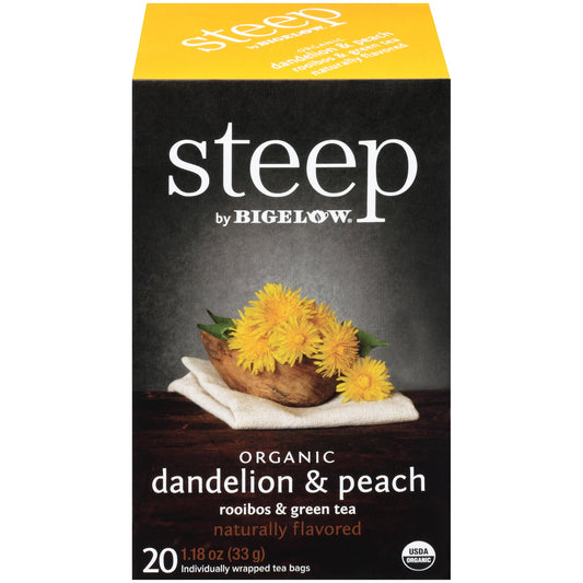 Bigelow Steep Organic Dandelion & Peach Rooibos & Green Tea 20 CT
