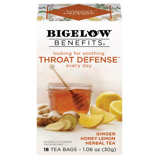 Bigelow Benefits Throat Defense (Ginger, Honey and Lemon) Herbal Tea 18 CT