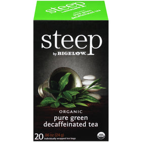 Bigelow Steep Organic Pure Green Decaffeinated Tea 20 CT
